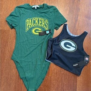 NFL Green & Black Green Bay Packers Graphic Bodysuit and Crop Top Set